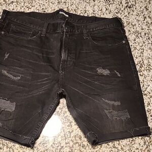 Express Black Distressed Jean Shorts